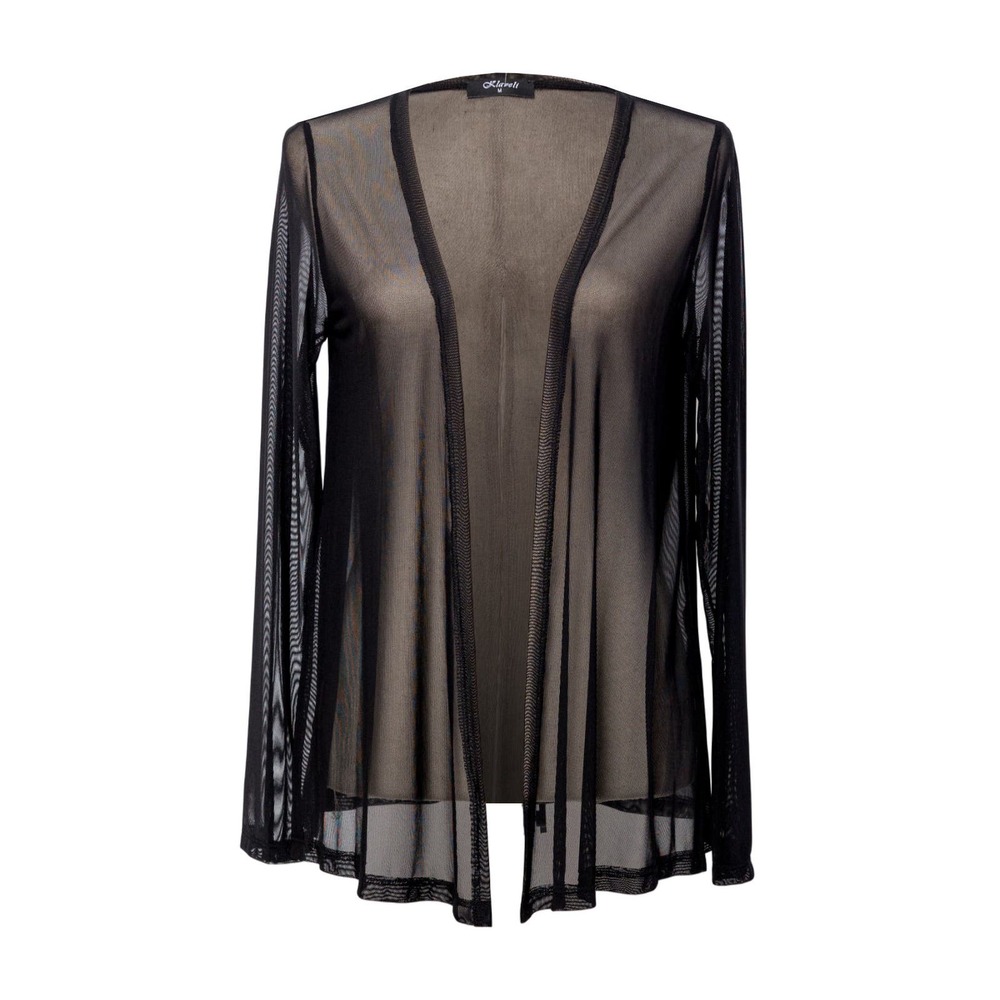 Women's Sheer Black Cardigan Size L Long Sleeve NWT